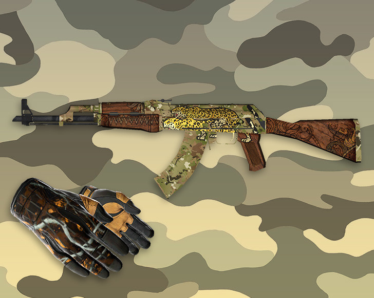 «AK-47 Panthera Onca + Спортивные перчатки «Крупная добыча»» для CS 1.6