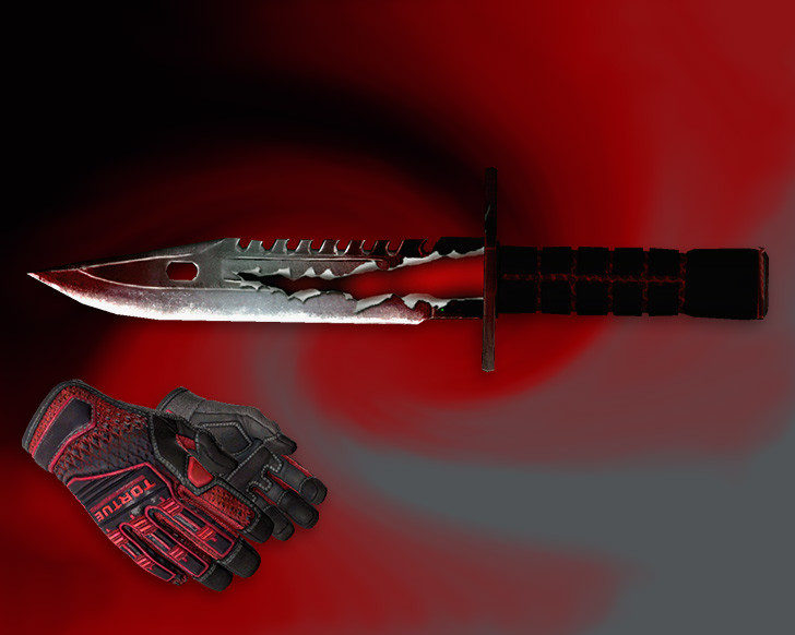 «Штык-нож М9 «Трещина» + «Перчатки спецназа | Кровавое кимоно»» для CS 1.6